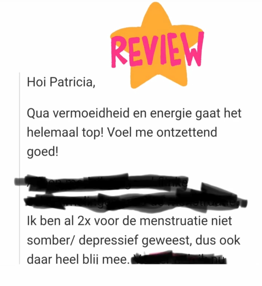 Positieve review van een vrouw die PMS oplossen hulp zocht
