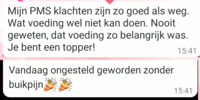 Positieve review van een vrouw die hulp kreeg bij hevige menstruatie klachten