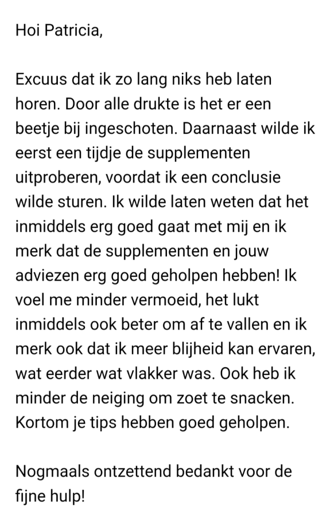 Deze vrouw zocht hulp bij middagdip oplossen. Wat een mooi resultaat