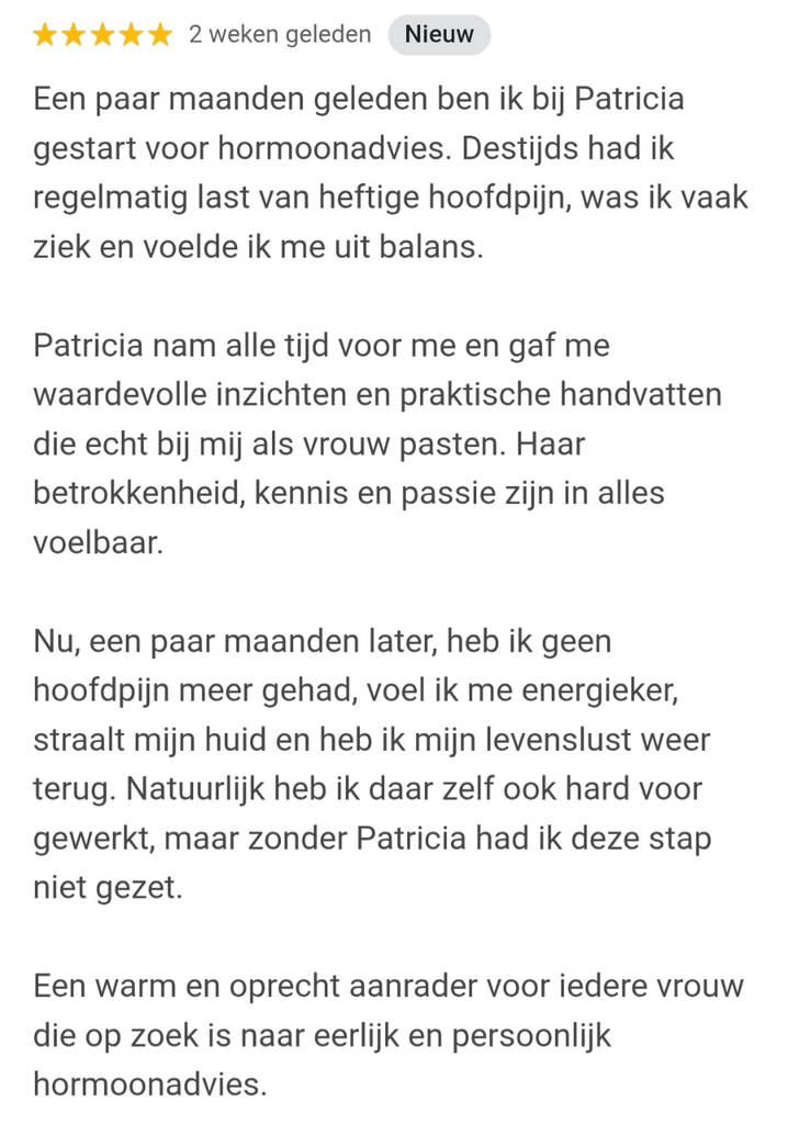 Deze vrouw had veel klachten in de perimenopauze en lees nu eens de positieve review